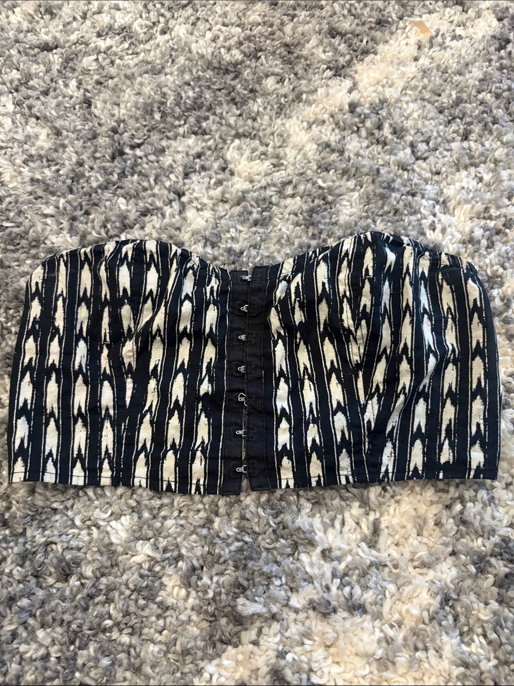 Sparkle & Fade Black and Ivory Strapless Bustier Top